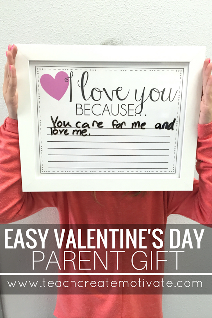 This free & cute printable is the perfect Valentine's Day gift for parents! Students take turns writing why they love their families on the frame!