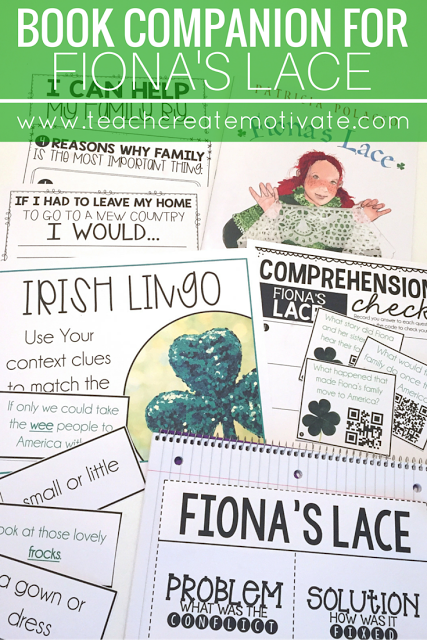 Engaging reading and writing activities for the month of March to accompany Fiona's Lace by Patricia Polacco