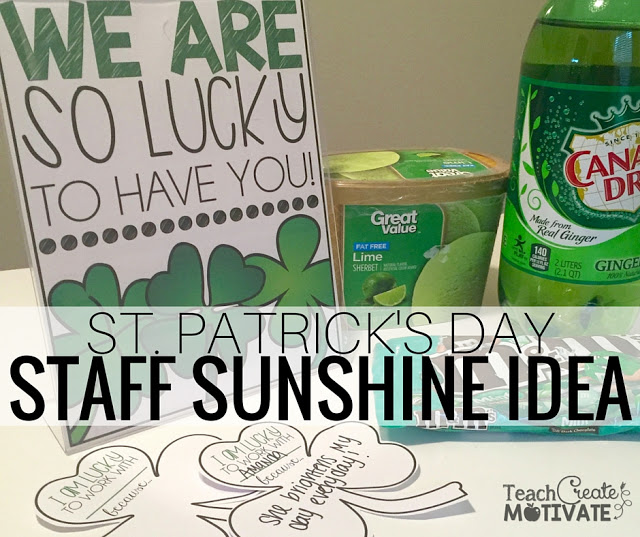 Teachers: Spread Staff Sunshine at your school on St. Patrick's Day! 2 Freebies included!!