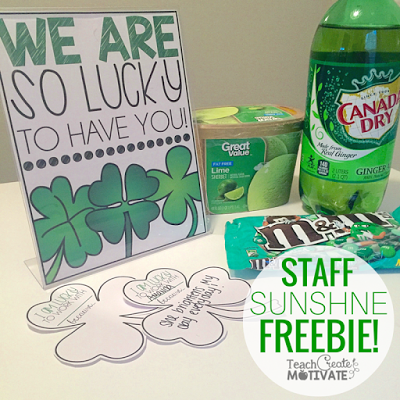 Teachers: Spread Staff Sunshine at your school on St. Patrick's Day! 2 Freebies included!!