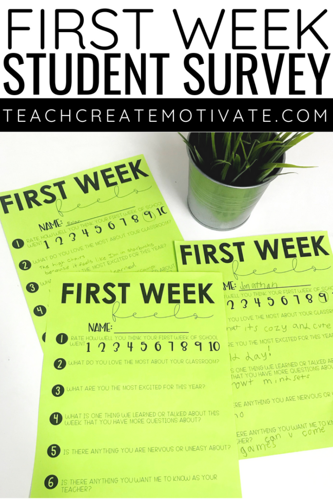 Start building relationships with this first week feels student survey!