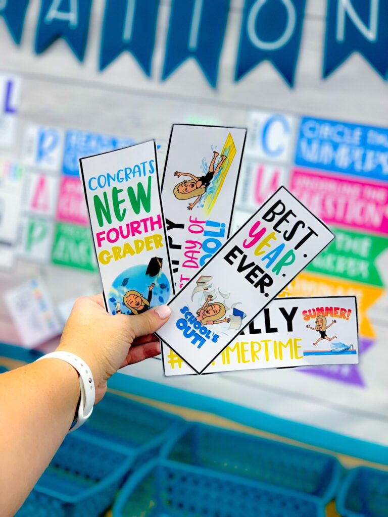 Printed bookmarks with pictures from Google Chrome Bitmojis
