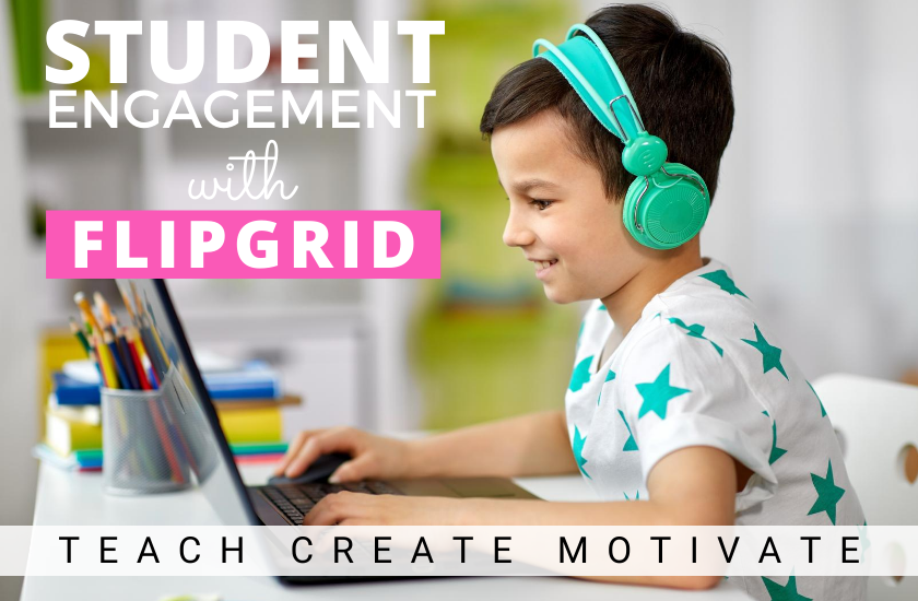 Smiling student looking at a computer | Student Engagement with Flipgrid