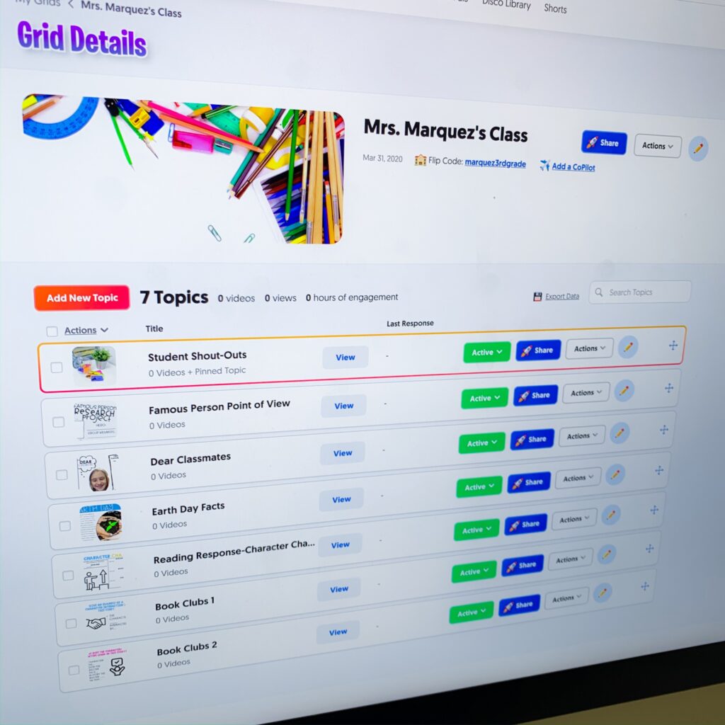 Screenshot of Flipgrid Grid Details