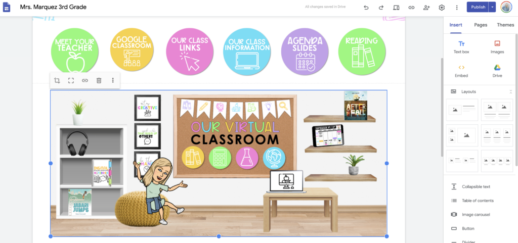 Screenshot of a digital teaching space within Google Classroom
