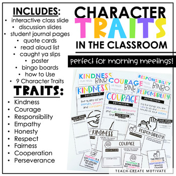Character Traits In The Classroom Teach Create Motivate