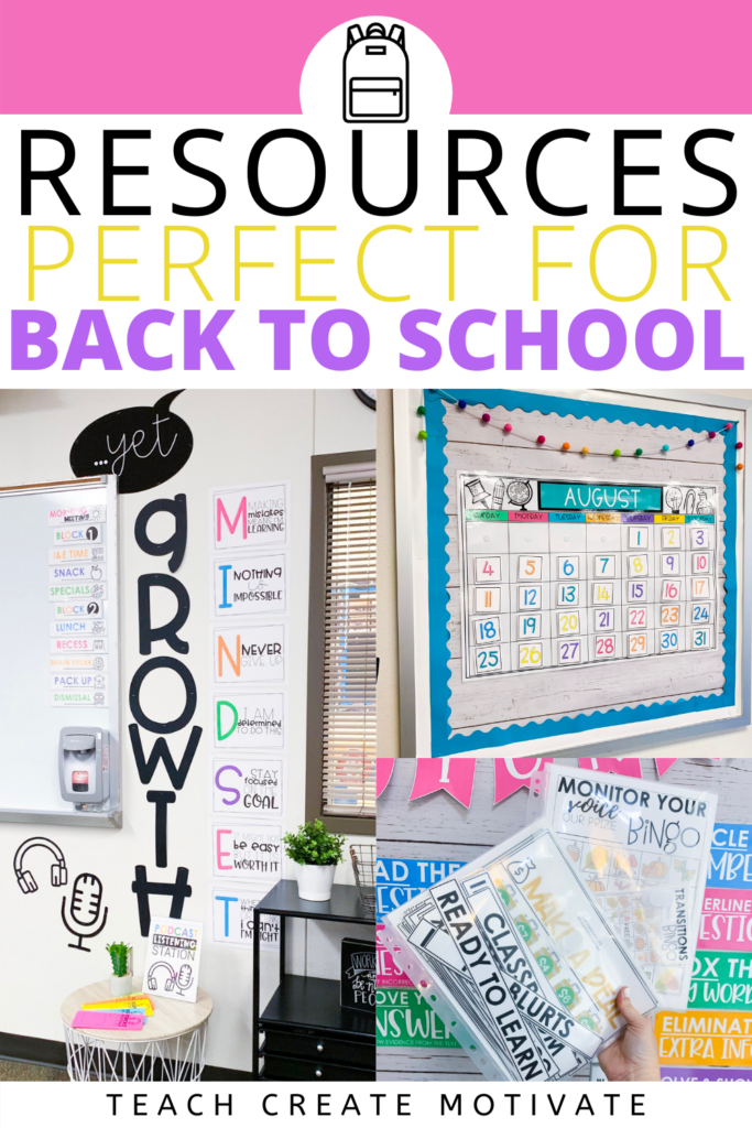 Back to school resources for classroom management, student engagement, establishing routines, classroom set up and building classroom community. These back-to-school resources are perfect for elementary classrooms, & can work in middle school classrooms too! Includes back-to-school bulletin boards, labels, decor, nametags, calendar, birthday board, and more! Back to school ideas for teachers in first, second, third, fourth & fifth grade. (Kindergarten, 1st, 2nd, 3rd, 4th, 5th grade)