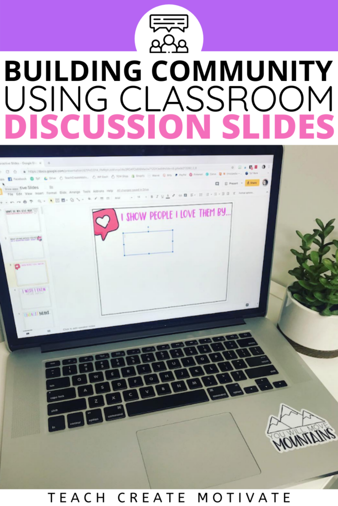 Build a positive classroom community with discussion slides! Discussion slides are the perfect addition to your morning meeting routine! Use for morning work and discuss at community circle. Elementary students will love that discussion slides are interactive. Assign on Google Classroom, Seesaw, etc. These slides are completely digital. Includes sentence stems that are a great support for English Language Learners (ELLs), writers, or turn and talk conversations. (2nd, 3rd, 4th, 5th grades)