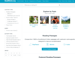 Screenshot of ReadWorks