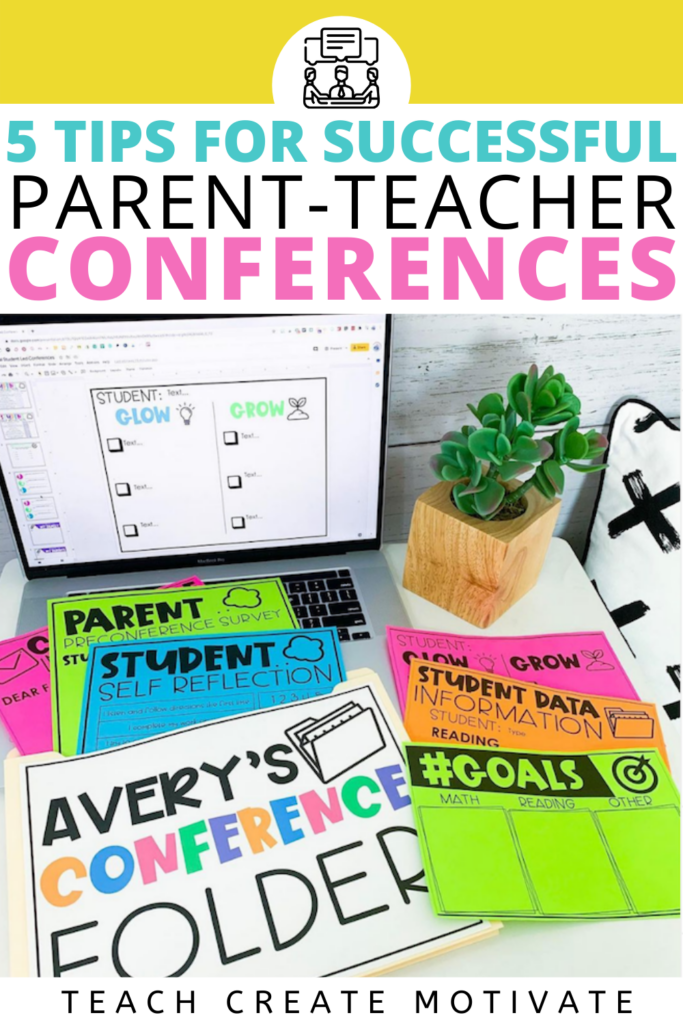 Parent-teacher conferences can get overwhelming! Prepare and organize for conferences with these 5 helpful tips! There are tips for virtual conferences, positive parent communication, student-led conferences, goal setting, data, digital sign-ups, and more! Includes a student goals FREEBIE! Elementary student conferences have never been easier!( Kindergarten, 1st grade, 2nd grade, 3rd grade, 4th grade, 5th grade)