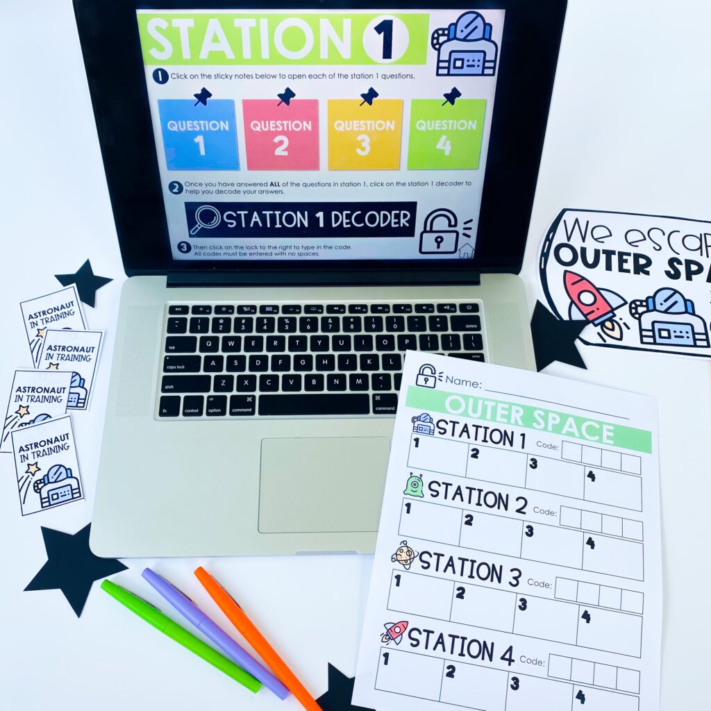 Digital escape room in the classroom station