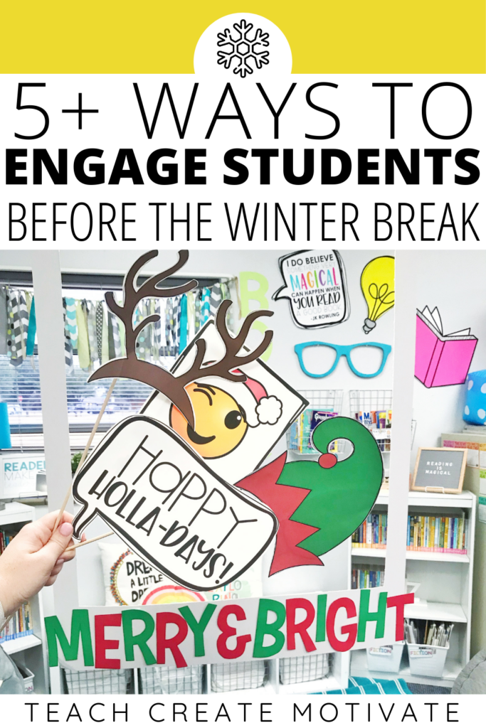 The days before winter break are so much fun! You can have themed days, make hot chocolate, craft, and other fun activities that build classroom community. Read for some of my favorite holiday ideas. I share wrapping desks, a reindeer cam, a classroom Spotify playlist, a writing activity, a photo booth, and a room transformation escape room. (1st grade, 2nd Grade, 3rd Grade, 4th Grade, 5th Grade, elementary, printable, digital, school Christmas party, elementary classroom holiday party)