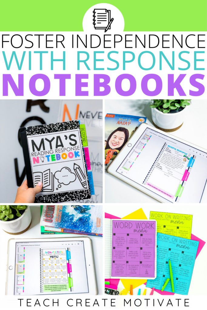Response notebooks are one of my top tools for fostering independence in the classroom. Students can easily grab this notebook and practice comprehension, writing, and word work skills with little to no support. Teachers can easily take the short response for a grade with 1 of 10 rubrics. Track students' progress throughout the year for reading comprehension, writing, and spelling all in one place! (2nd Grade, 3rd Grade, 4th Grade, 5th Grade, elementary, student engagement, literacy, stations)