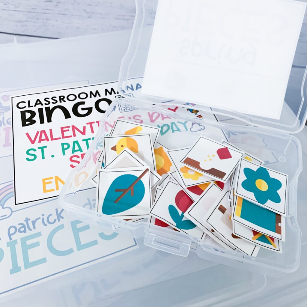 classroom management spring bingo storage