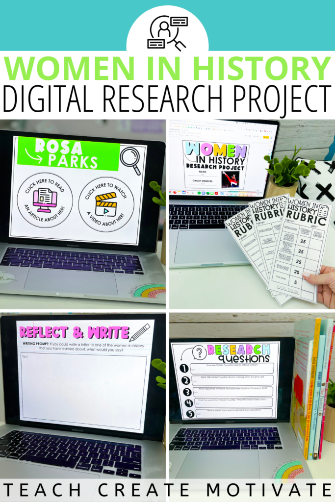 A digital research project perfect for Women's History Month! 27 women with linked articles, videos, comprehension questions, and extension slides!! The Women in History Digital Research Project would be a great way for students to showcase the research, reading, and writing skills they've learned throughout the year. What I love most about this project (& I think you will too) is that it is completely linked up and ready to assign, meaning there is very minimal prep for you! (elementary, March) A digital research project perfect for Women's History Month! 27 women with linked articles, videos, comprehension questions, and extension slides!! The Women in History Digital Research Project would be a great way for students to showcase the research, reading, and writing skills they've learned throughout the year. What I love most about this project (& I think you will too) is that it is completely linked up and ready to assign, meaning there is very minimal prep for you! (elementary, March)