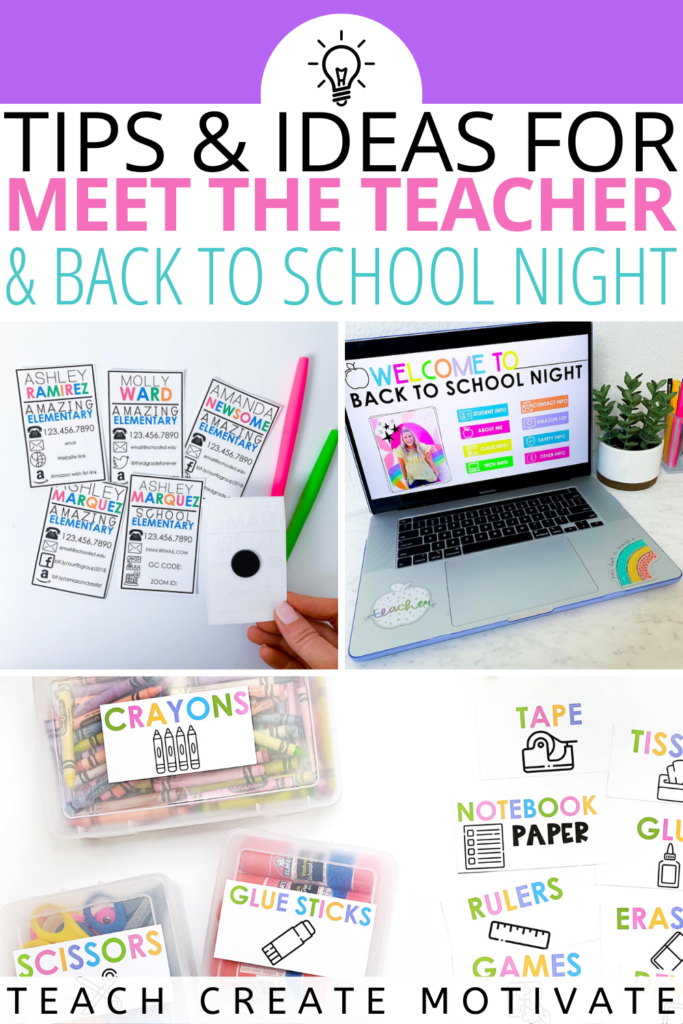 Back to school night, curriculum night, supply drop off, open house- the event where students meet their teacher has many names! Read for some tips and ideas on setting up for this big night in a way that makes it stress-free for you! (elementary, Kinder, Kindergarten, 1st grade, 2nd grade, 3rd grade, 4th grade, 5th grade, classroom ideas, teacher tips, beginning of the year, new school year)