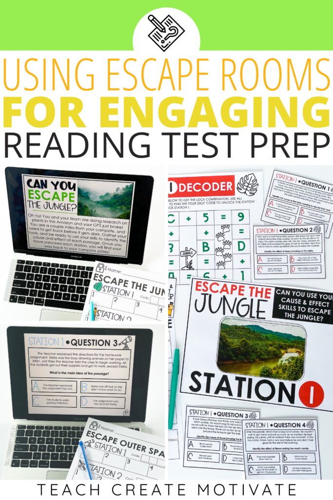 Reading test prep can be fun and engaging with reading escape rooms! Review essential reading skills with this low prep resource.Your students will love this spin on content review. Reading test prep can be fun and engaging with reading escape rooms! Review essential reading skills with this low prep resource.Your students will love this spin on content review.