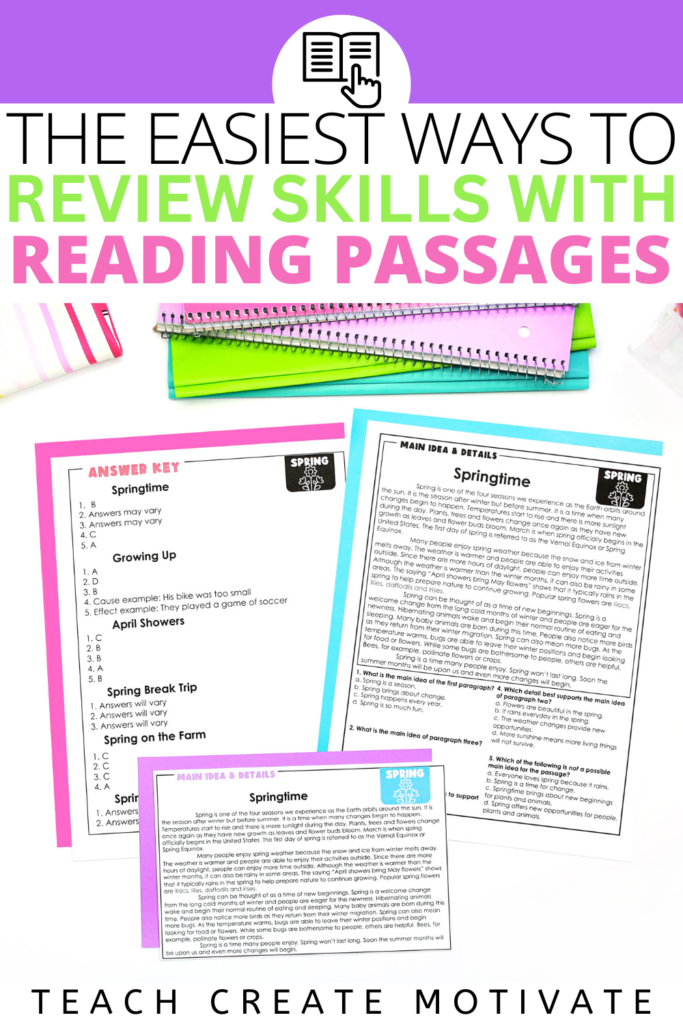 Review season is here! Read for the six easiest ways to review skills with reading passages during test prep season. FREE reading passages with questions inside! (elementary, 2nd grade, 3rd grade, 4th grade, 5th grade, Earth Day, state test, testing)