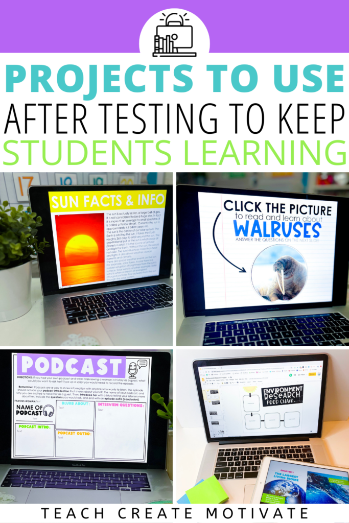 Testing is over, the year is starting to wrap up, and you need a "brain break!" All of that test prep can really take it out of you and your students! An independent project is just what you and your students need. Read for 10+ projects to use at the end of the year! Testing is over, the year is starting to wrap up, and you need a "brain break!" All of that test prep can really take it out of you and your students! An independent project is just what you and your students need. Read for 10+ projects to use at the end of the year!