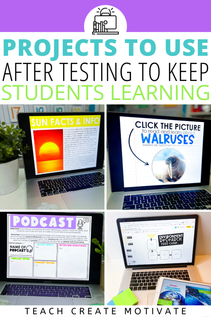 Testing is over, the year is starting to wrap up, and you need a "brain break!"  All of that test prep can really take it out of you and your students! An independent project is just what you and your students need. Read for 10+ projects to use at the end of the year!