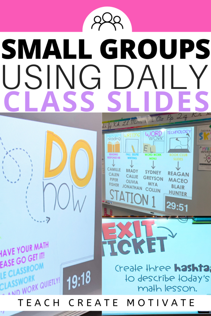 Use daily class slides to effectively and effeciently run small groups or stations. 