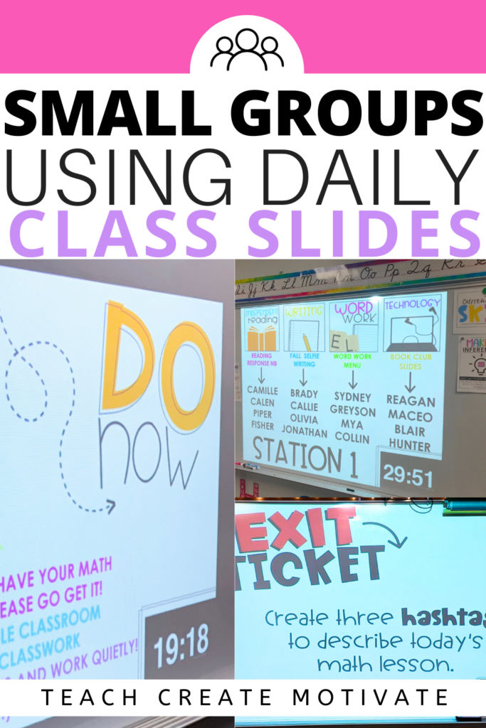 Use daily class slides to effectively and effeciently run small groups or stations. Use daily class slides to effectively and effeciently run small groups or stations.