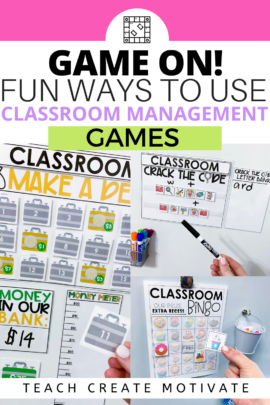 Classroom management can be a whole lot easier! Use a variety of game based classroom management resources to promote positive student behavior. You and your students can be a team in creating a positive classroom environment!