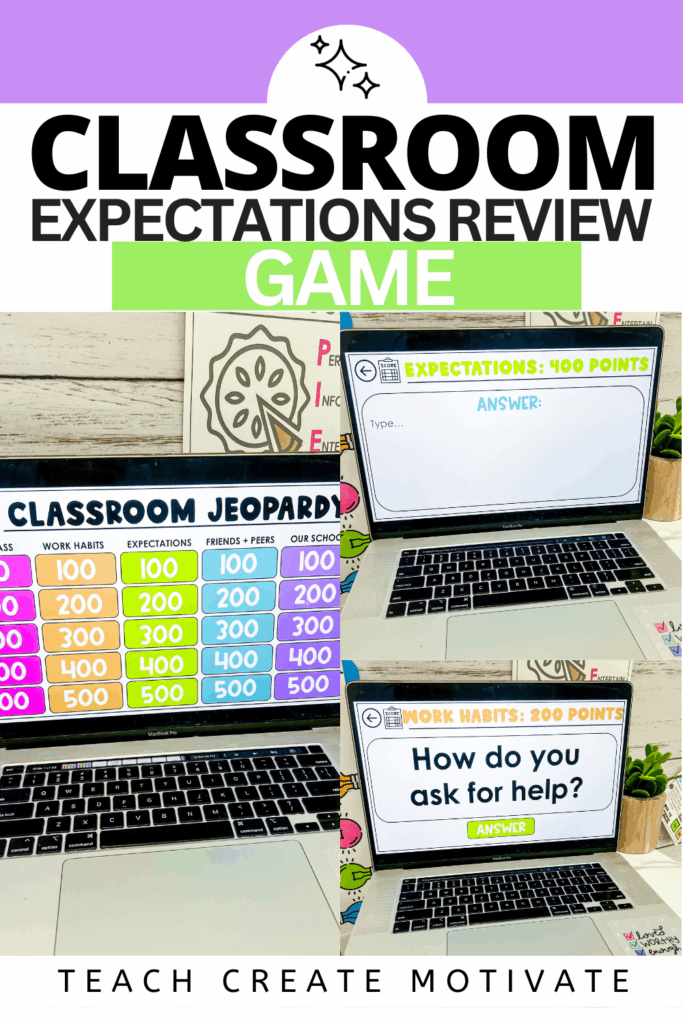 Review classroom expectations with this Jeopardy game for students. Perfect for back-to-school, winter break reset, and classroom management routines.