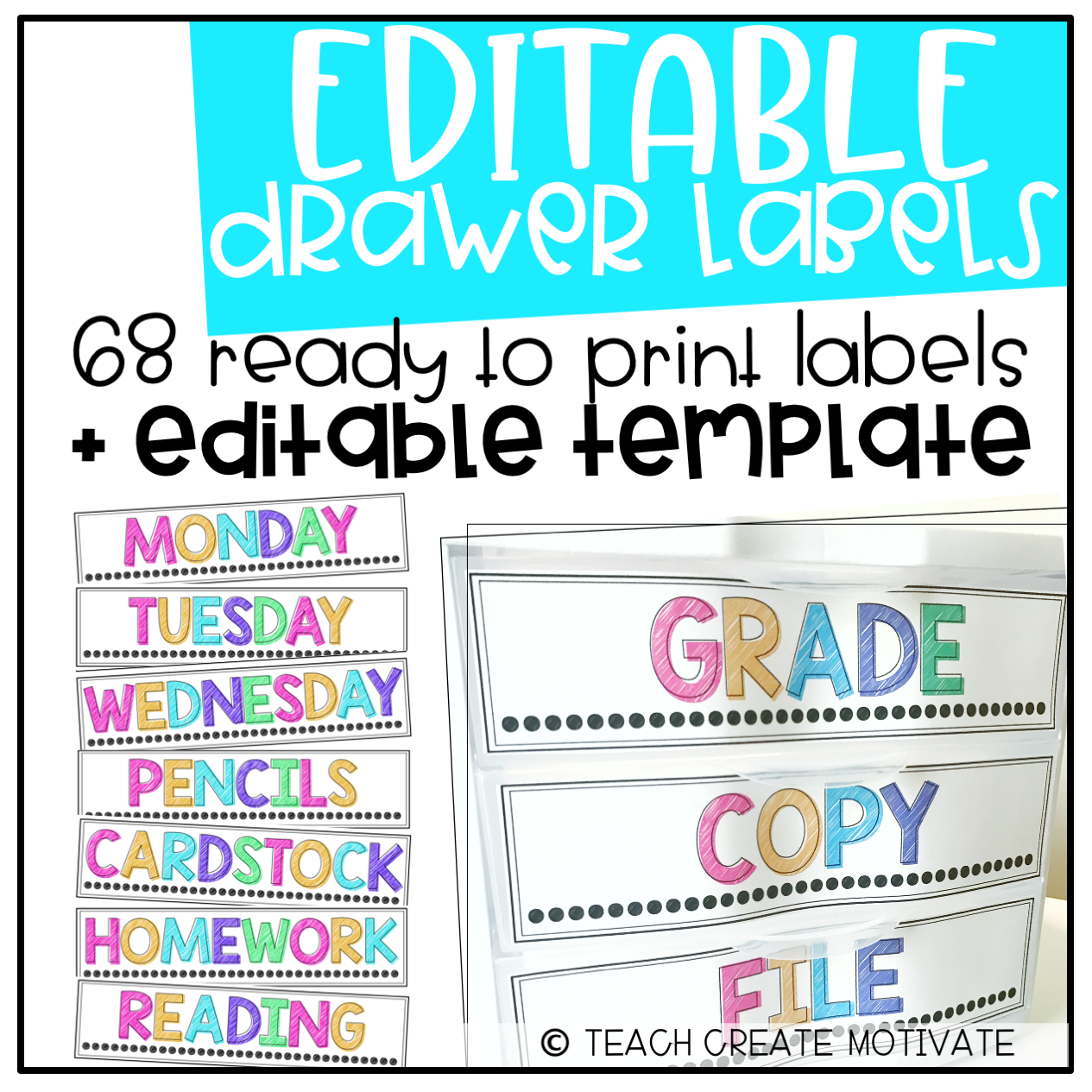 Editable sterilite drawer labels