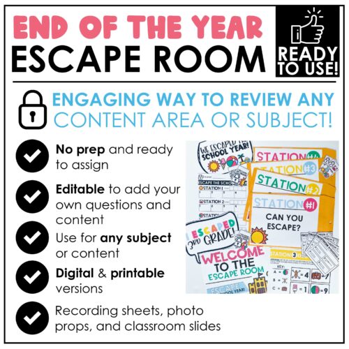 End of the Year Escape Room for 2nd Grade Bundle: Reading